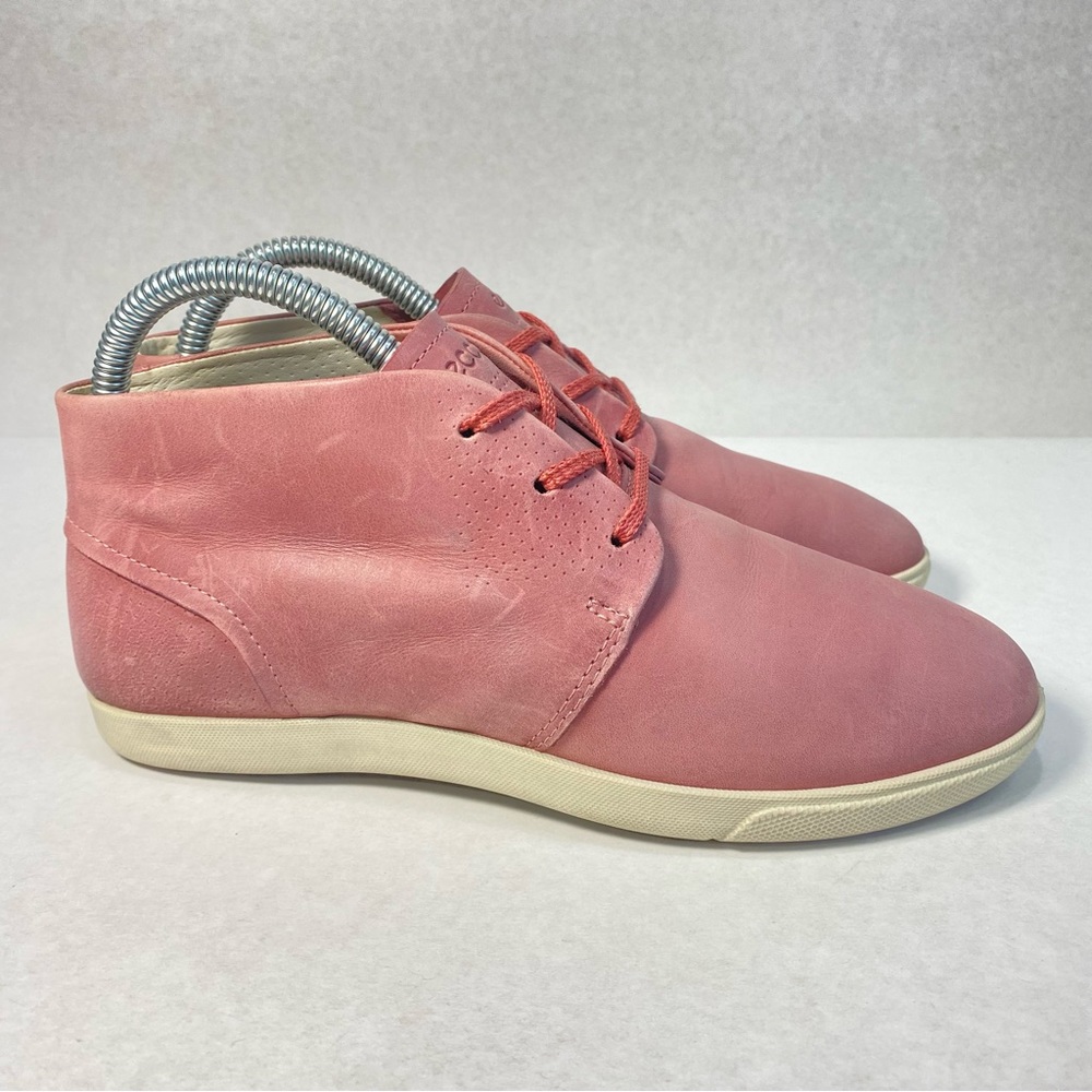 Ecco High Top Pink Leather Lace Up Sneaker Shoes; Women’s Sz 36/ 5.5 — Very Good